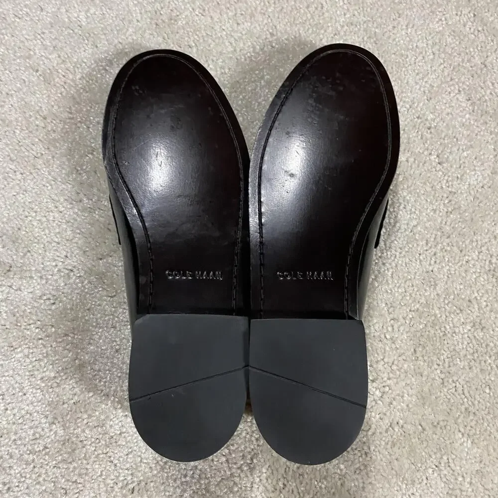 Cole Haan Shoes Mens 11.5 D Black Leather Tassel Loafers Dress Brazil 03506